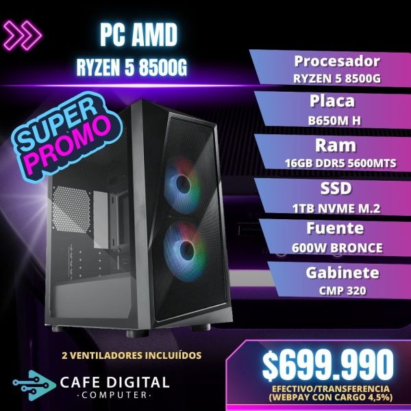 PC AMD – RYZEN 5 8500G / 16 GB / 1TB NVME – MESH