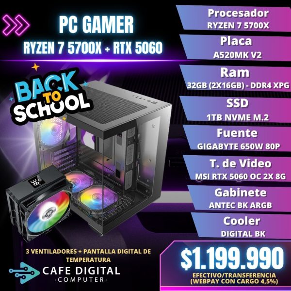PC GAMER – RYZEN 7 5700X / RTX 5060 / 32GB / 1TB NVME – CX6
