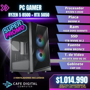 PC GAMER – RYZEN 5 8500 / RTX 5050 / 16GB DDR5 / 1TB NVME – CMP