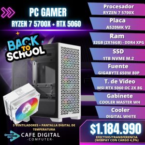 PC GAMER – RYZEN 7 5700X / RTX 5060 / 32GB / 1TB NVME – ELITE