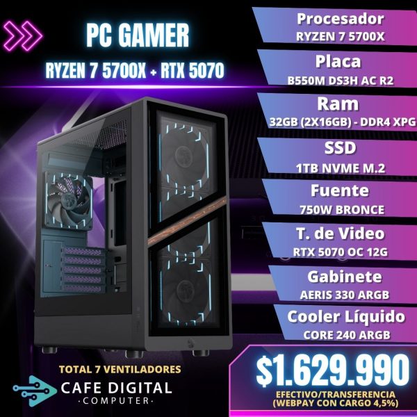 PC GAMER – RYZEN 7 5700X / RTX 5070  / 32GB / 1TB NVME – AERIS