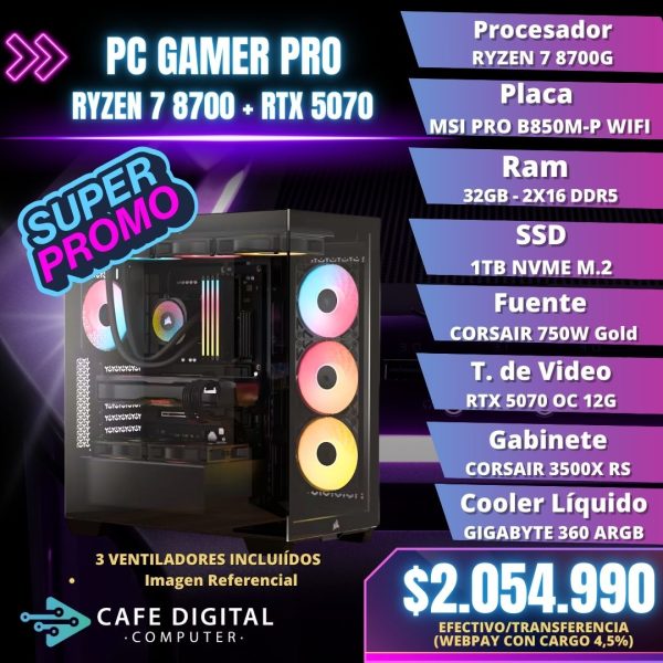 PC GAMER – RYZEN 7 8700G / RTX 5070 / 32GB DDR5 / 1TB NVME – CORSAIR