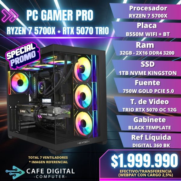 PC GAMER PRO – RYZEN 7 5700X / RTX 5070 TRIO  / 32GB / 1TB NVME – DIGITAL