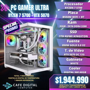 PC GAMER – RYZEN 7 5700 / RTX 5070 / 32GB / 1TB NVME – WHITE EAGLE