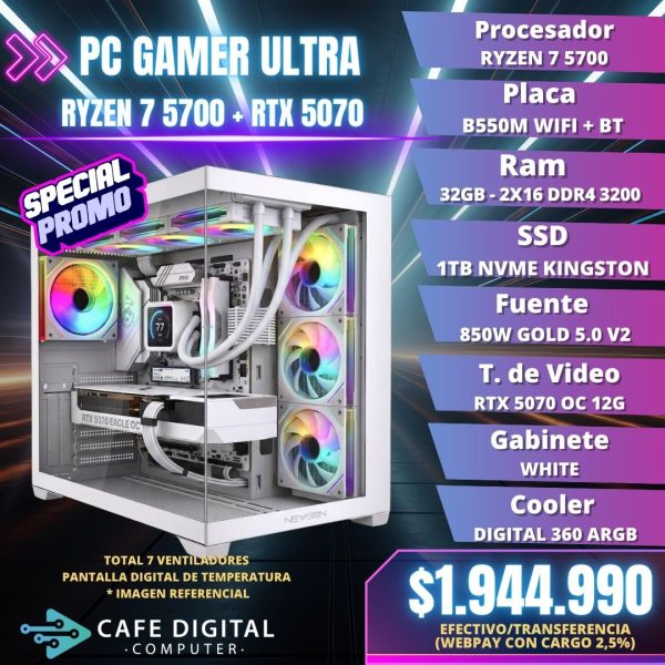 PC GAMER – RYZEN 7 5700 / RTX 5070 / 32GB / 1TB NVME – WHITE EAGLE