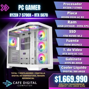 PC GAMER – RYZEN 7 5700X / RTX 5070  / 32GB / 1TB NVME – HYPE WHITE