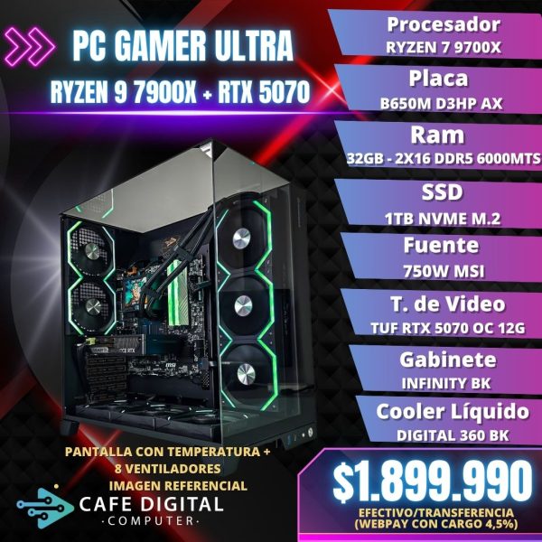 PC GAMER PRO - Ryzen 9 7900X / RTX 5070 TUF / 32GB DDR5 / 1TB NVME - INFINITY