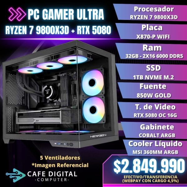 PC GAMER ULTRA – Ryzen 7 9800X3D / RTX 5080 / 32 GB DDR5 / 1TB NVME – COBALT