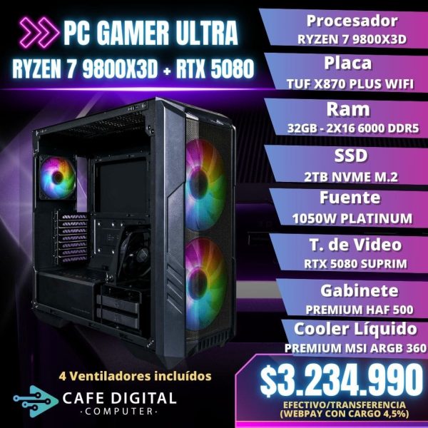 PC GAMER ULTRA - Ryzen 7 9800X3D / RTX 5080 SUPRIM / 32GB DDR5 / 1TB NVME - Premium HAF