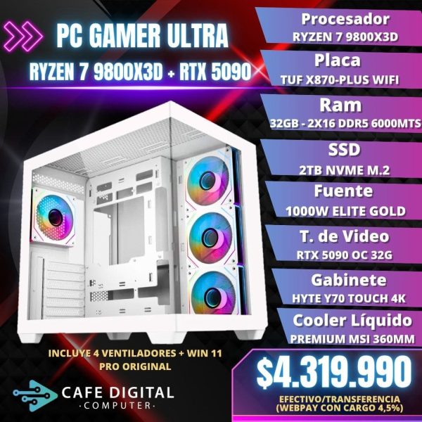 PC GAMER ULTRA - Ryzen 7 9800X3D / RTX 5090 / 32GB DDR5 / 1TB NVME - ELITE WHITE