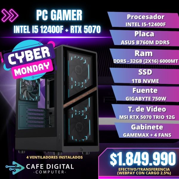 PC GAMER – Intel i5-12400F / RTX 5070 TRIO / 32GB / 1TB NVME - AERIS