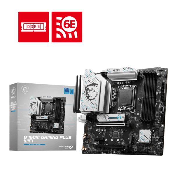 Placa Madre MSI B760M GAMING PLUS WIFI - LGA1700, DDR5, M-ATX