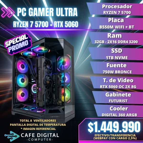 PC GAMER – RYZEN 7 5700 / RTX 5060 / 32GB / 1TB NVME – FUTURIST
