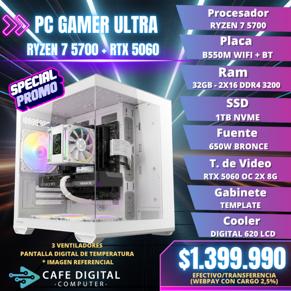 PC GAMER – RYZEN 7 5700 / RTX 5060 / 32GB / 1TB NVME – SIGMA WH