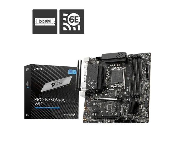 Placa Madre MSI PRO B760M-A WIFI - LGA1700, DDR5, M-ATX