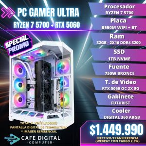 PC GAMER – RYZEN 7 5700 / RTX 5060 / 32GB / 1TB NVME – FUTURIST WHITE